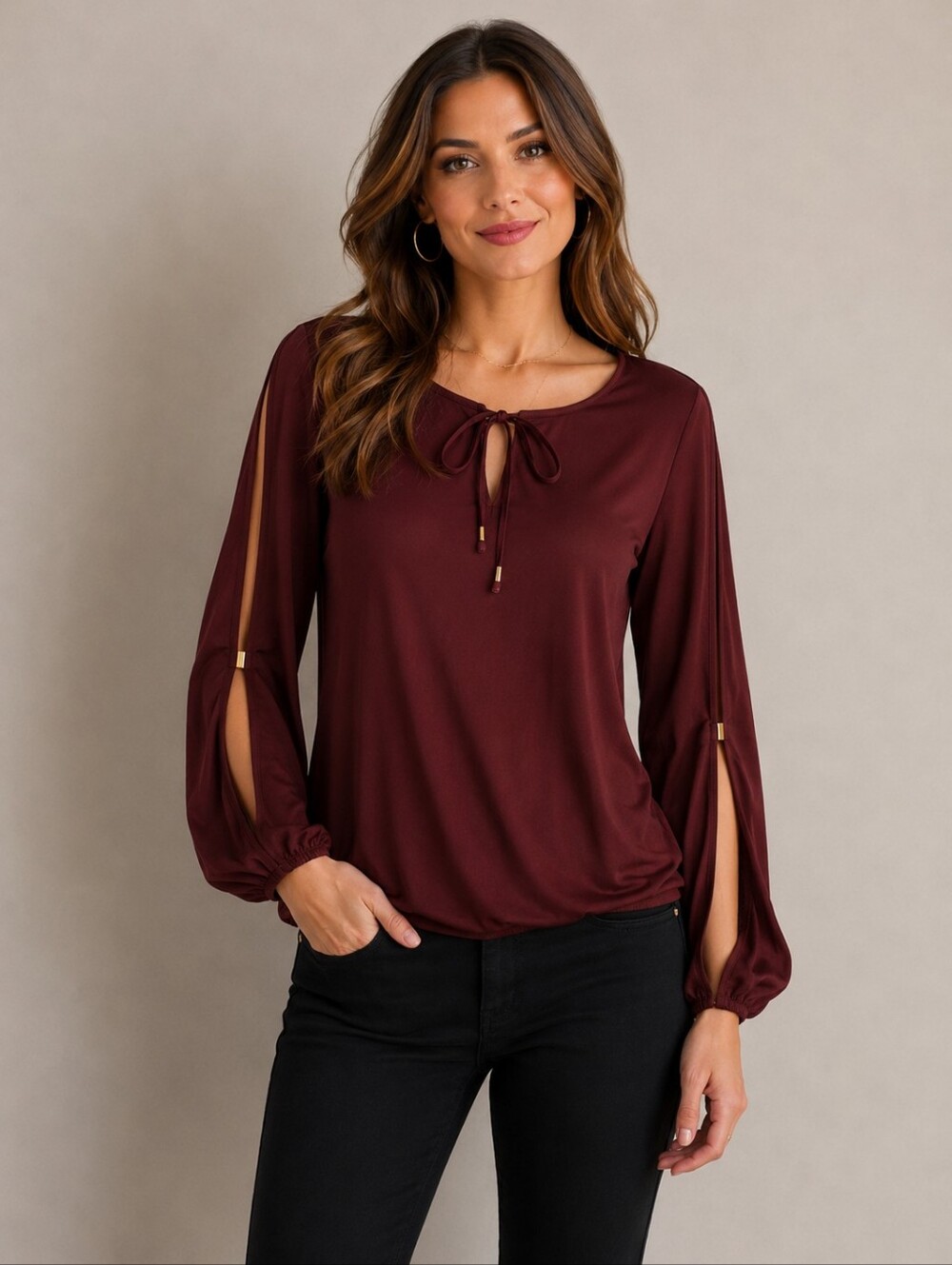 ❤️ WHITE HOUSE BLACK MARKET WHBM SPLIT SLEEVED TOP, XS